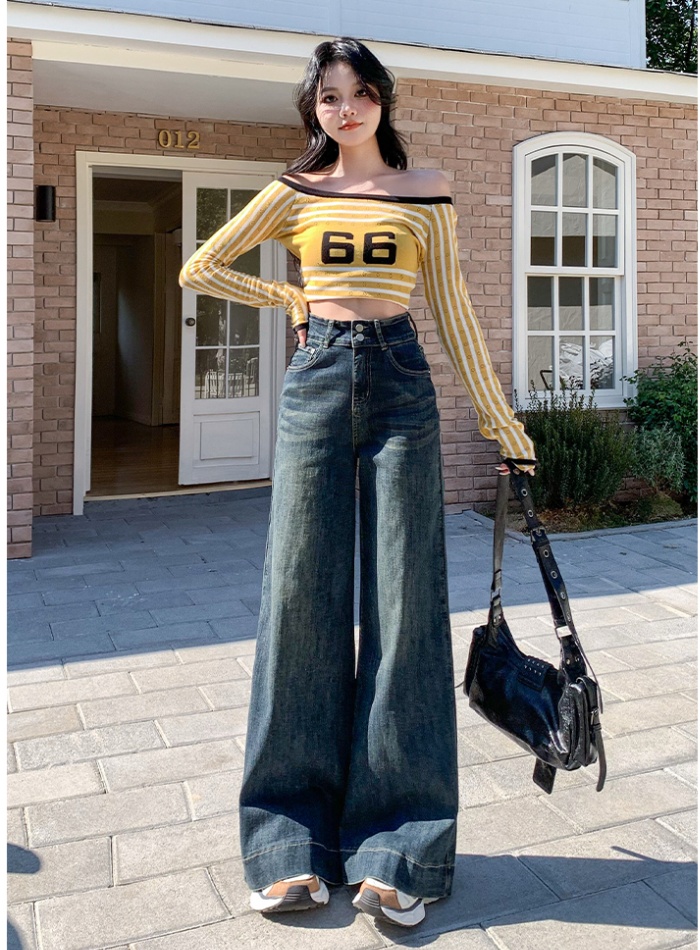 Loose spring long pants high waist wide leg pants for women