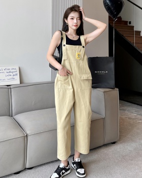 Thin loose bib pants Korean style work clothing 2pcs set