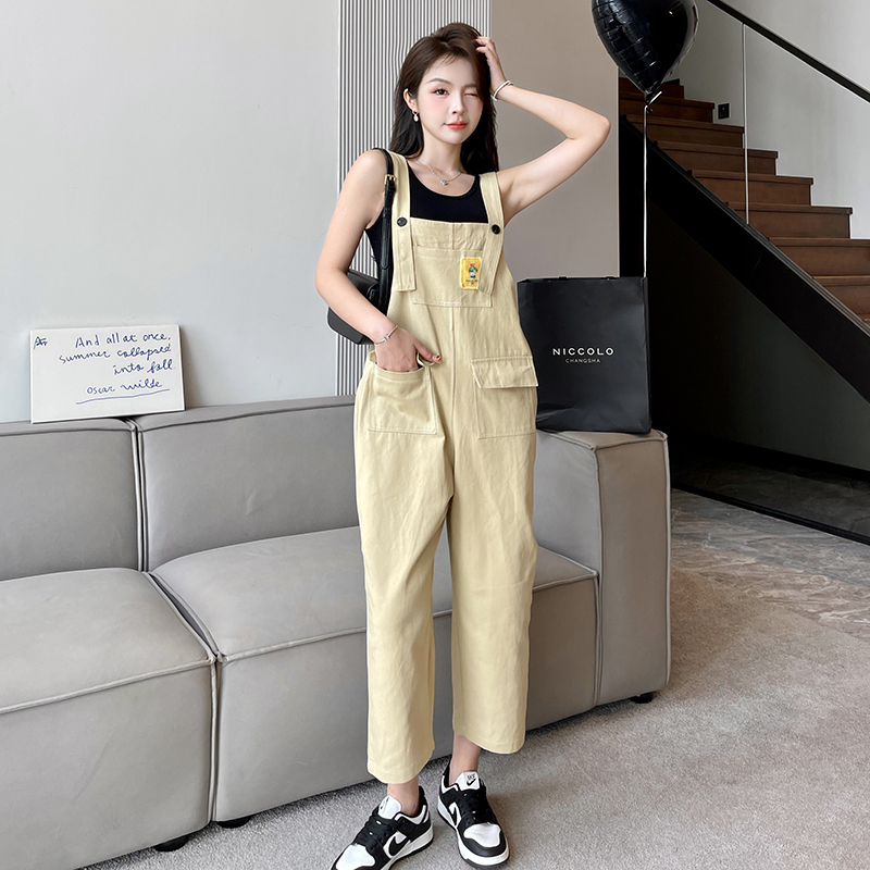 Thin loose bib pants Korean style work clothing 2pcs set