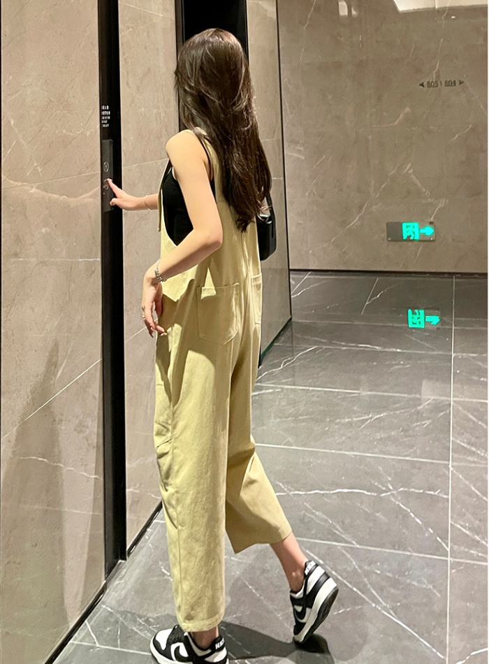 Thin loose bib pants Korean style work clothing 2pcs set