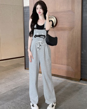 College style pants bib pants 2pcs set for women