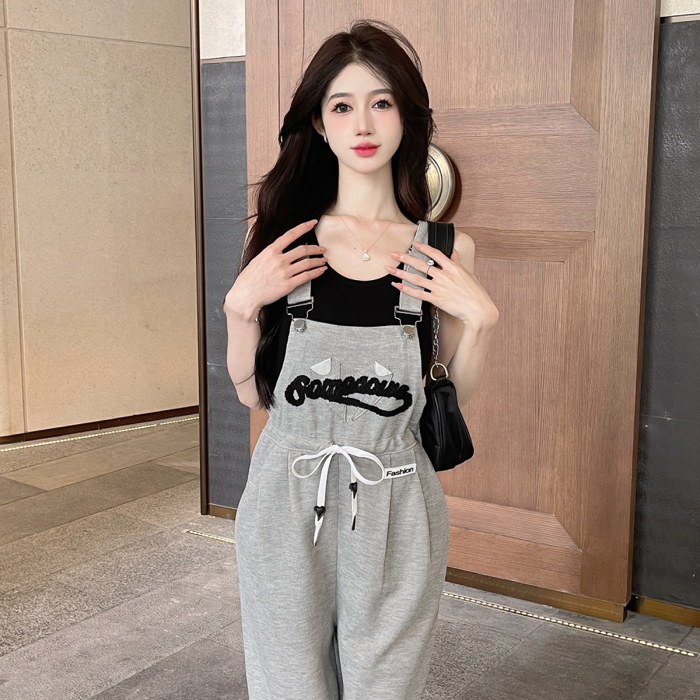 College style pants bib pants 2pcs set for women