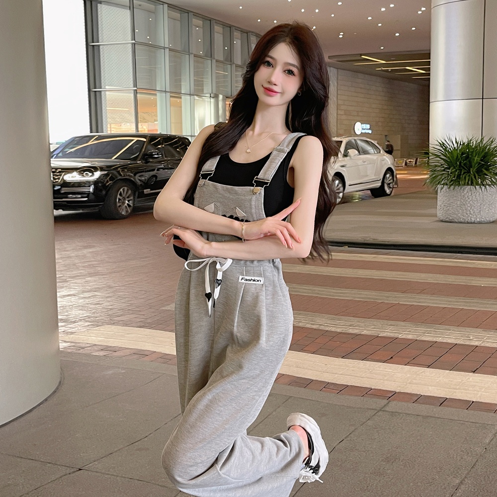 College style pants bib pants 2pcs set for women