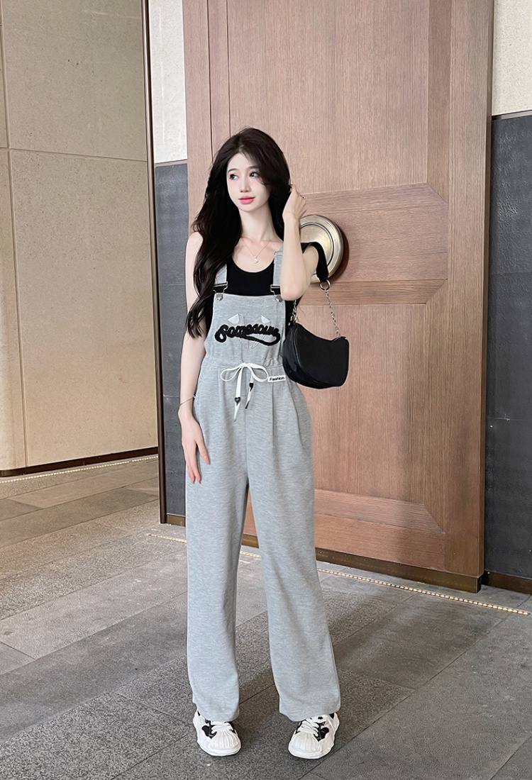 College style pants bib pants 2pcs set for women