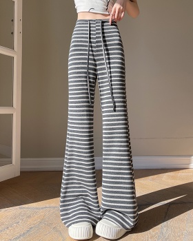 Stripe micro speaker pants high waist wide leg pants