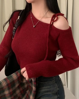 Korean style spring irregular oblique collar sweater