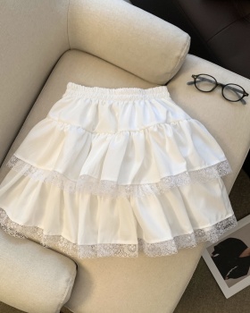 Sweet splice cake fold skirt A-line lace high waist short skirt