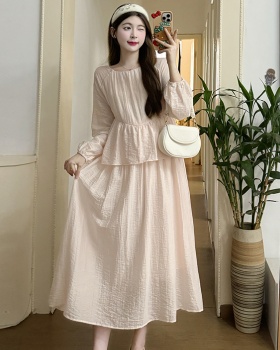 Tender Pseudo-two long dress drape fashionable dress