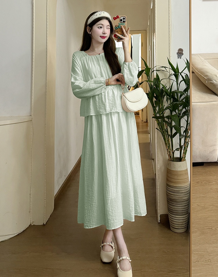 Tender Pseudo-two long dress drape fashionable dress