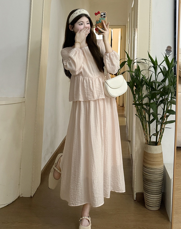 Tender Pseudo-two long dress drape fashionable dress