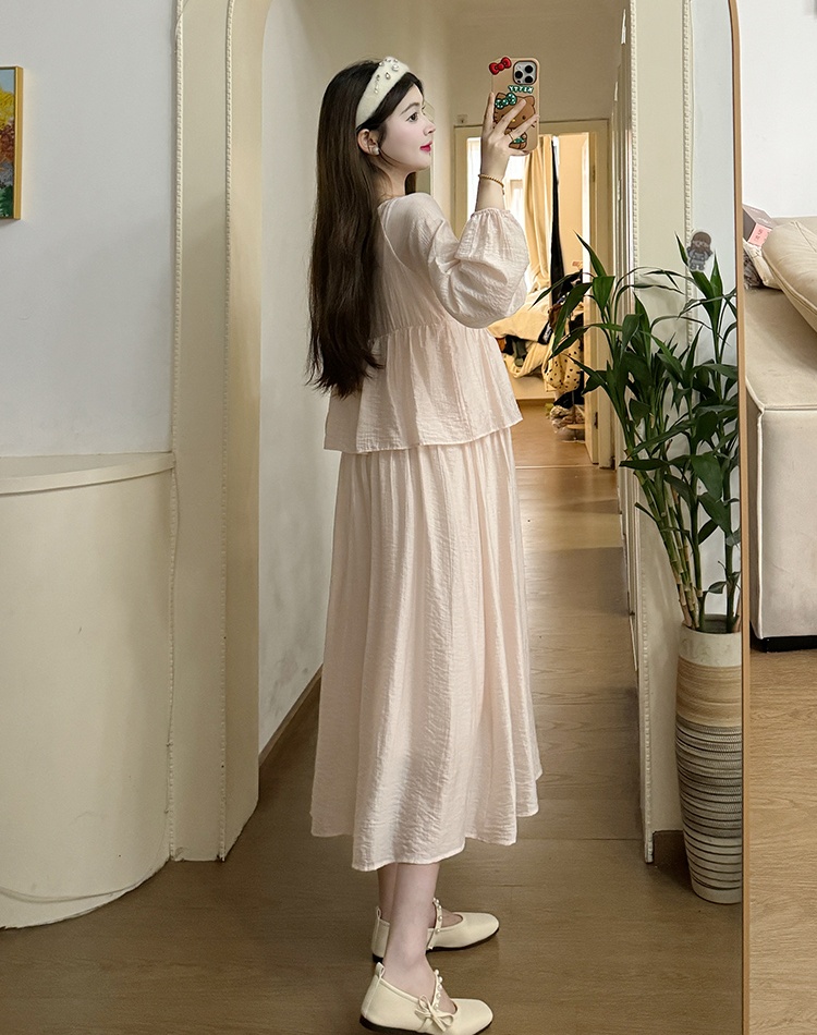 Tender Pseudo-two long dress drape fashionable dress