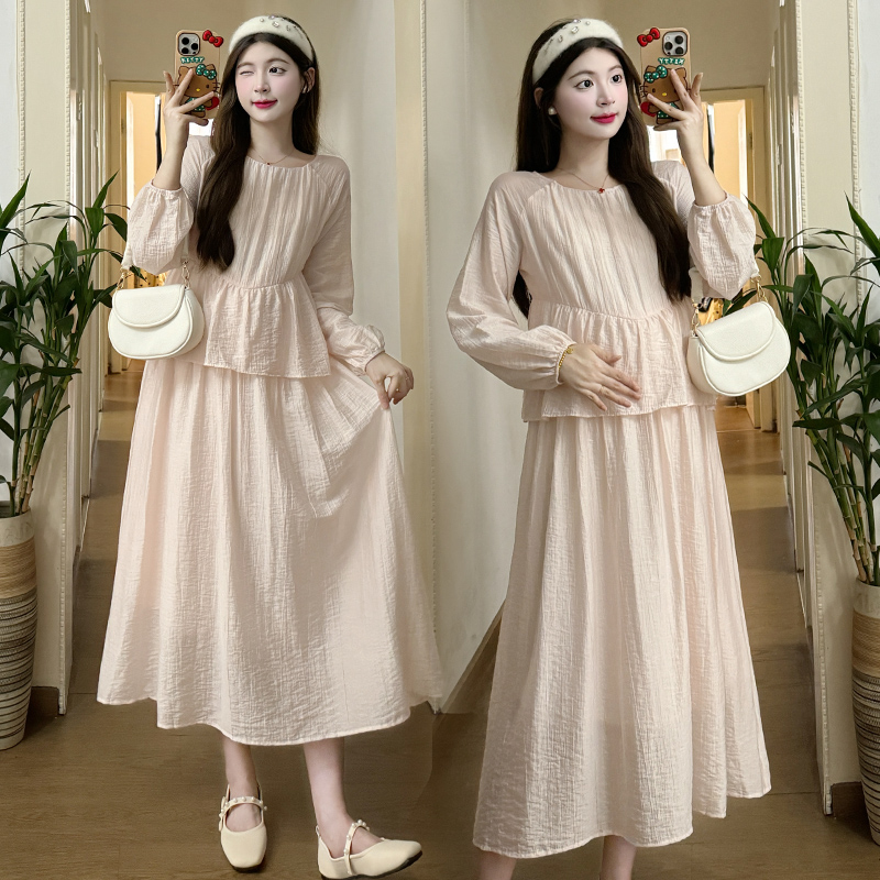 Tender Pseudo-two long dress drape fashionable dress