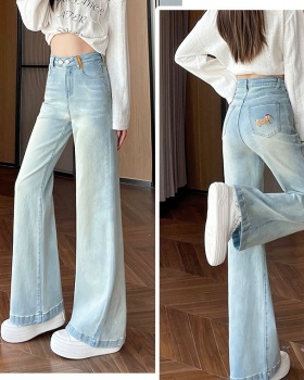 White spring and autumn pants embroidery jeans for women