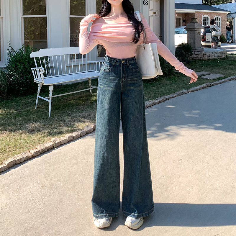 High waist wide leg pants spring jeans for women