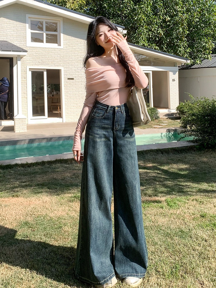 High waist wide leg pants spring jeans for women