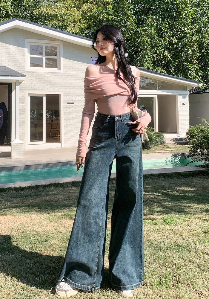 High waist wide leg pants spring jeans for women