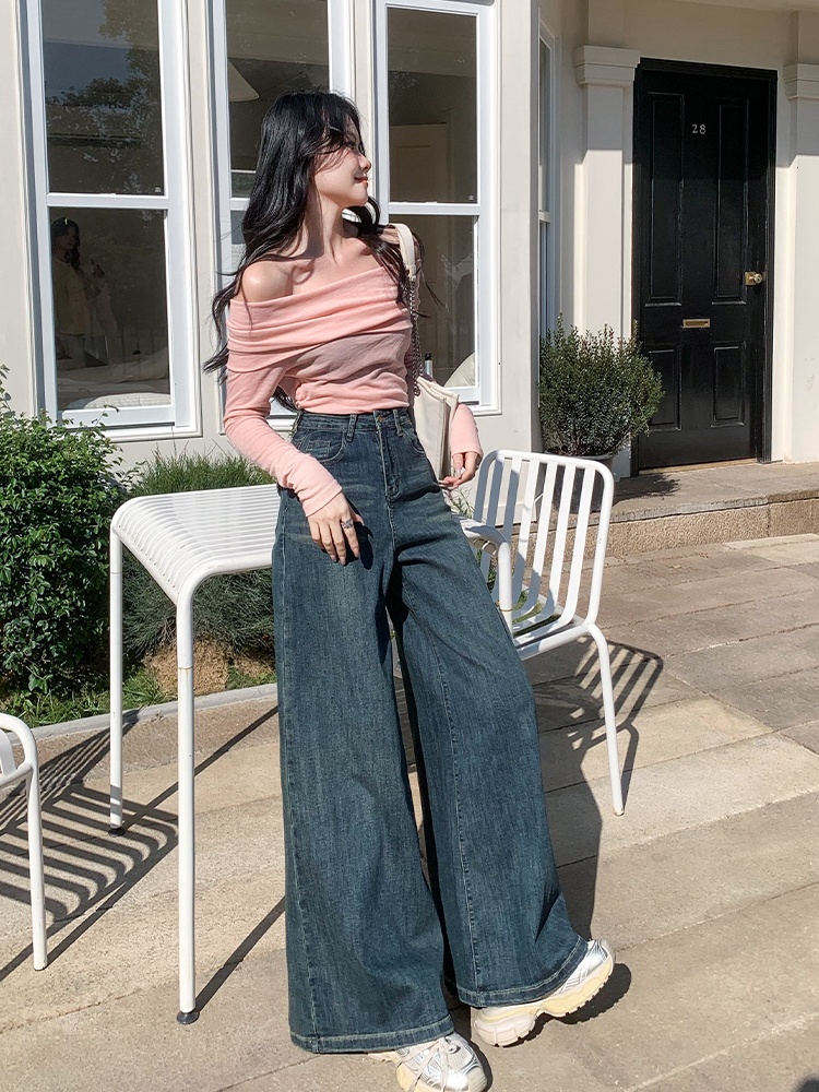 High waist wide leg pants spring jeans for women