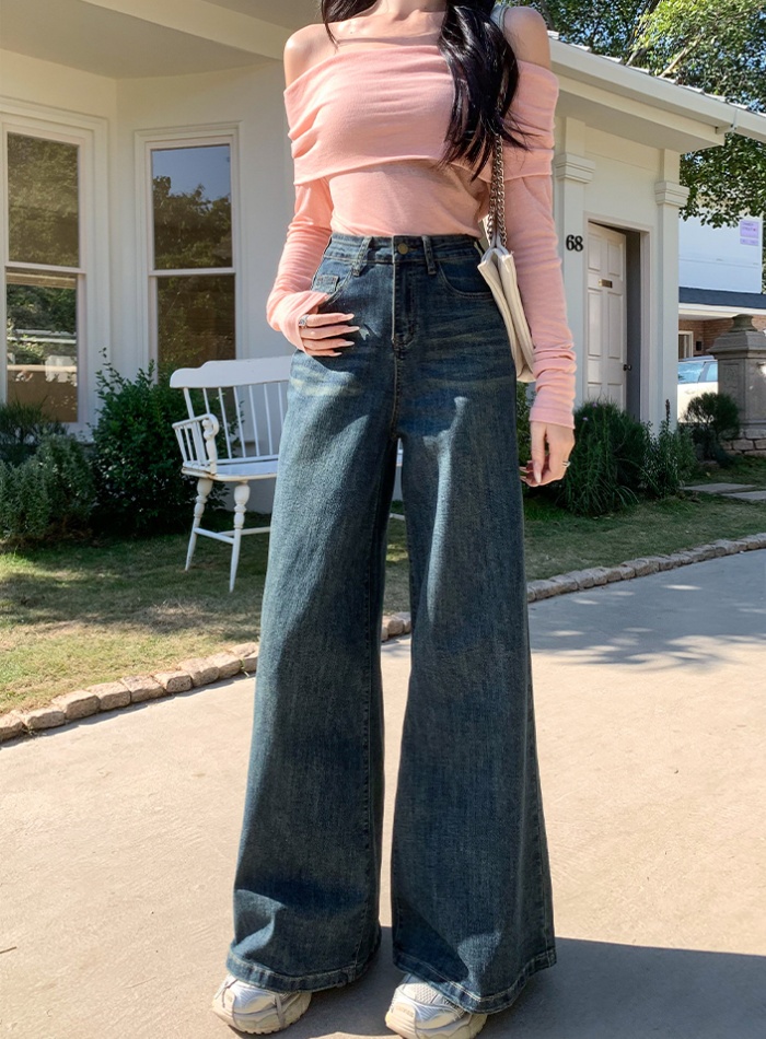 High waist wide leg pants spring jeans for women