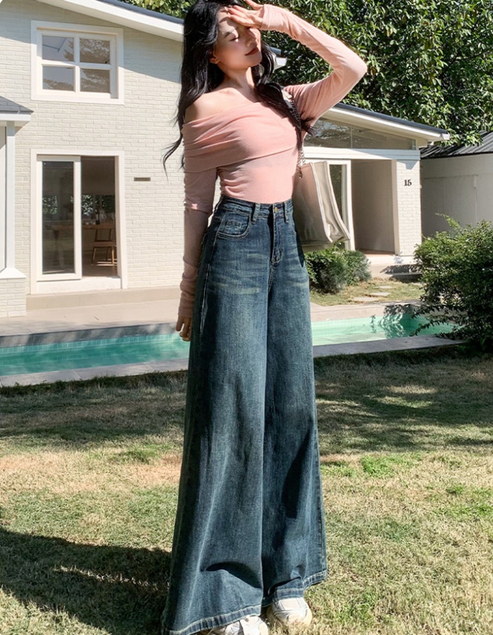 High waist wide leg pants spring jeans for women