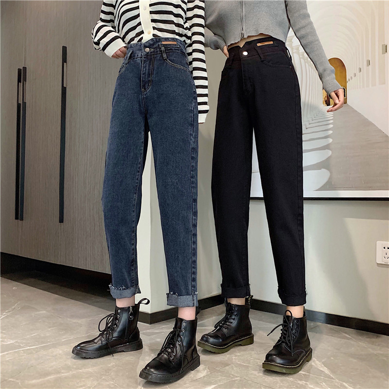 Spring and autumn loose jeans straight carrot pants for women