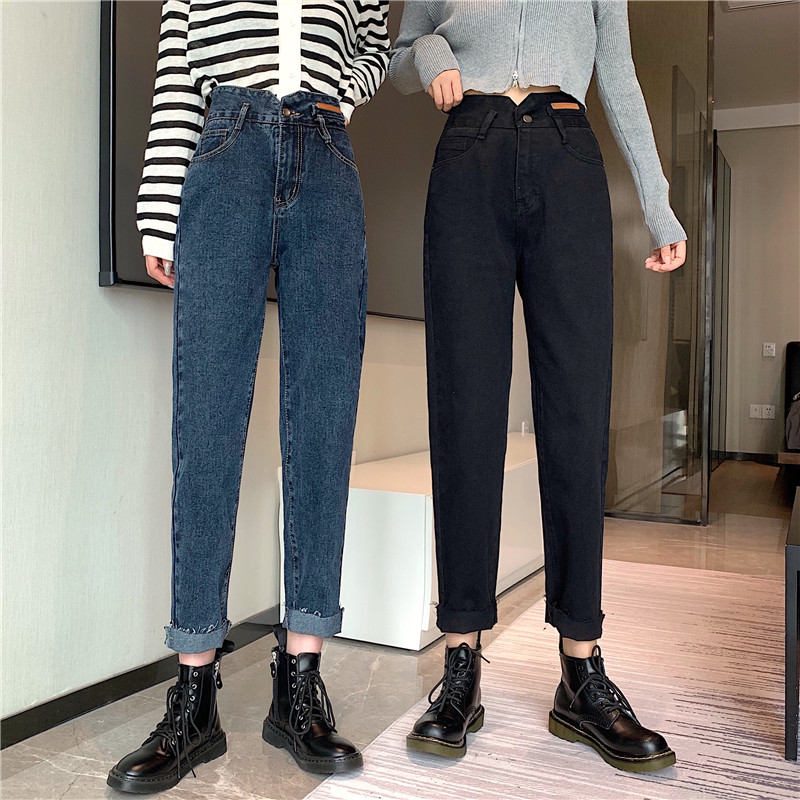 Spring and autumn loose jeans straight carrot pants for women