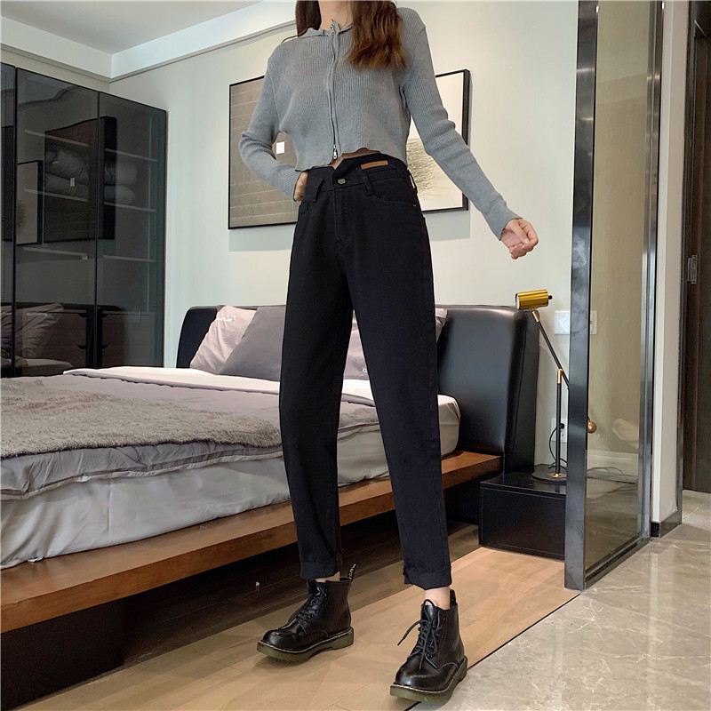 Spring and autumn loose jeans straight carrot pants for women