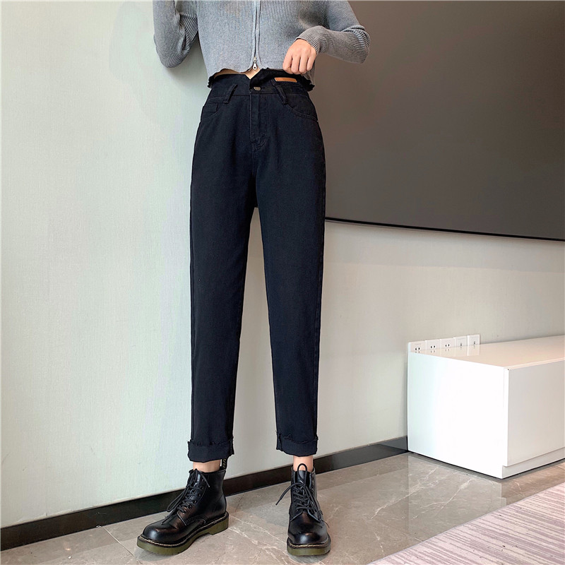 Spring and autumn loose jeans straight carrot pants for women