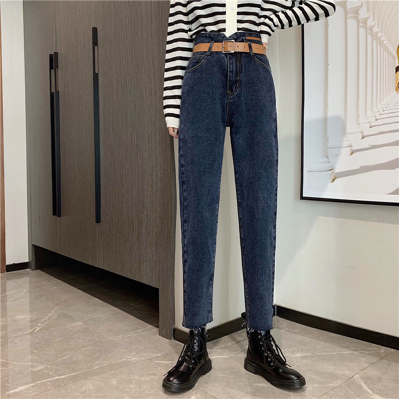 Spring and autumn loose jeans straight carrot pants for women