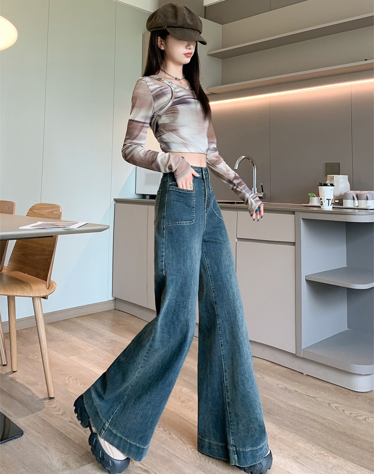 High waist wide leg trousers slim big long pants for women