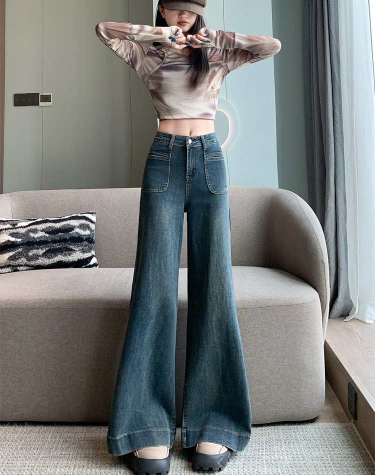 High waist wide leg trousers slim big long pants for women