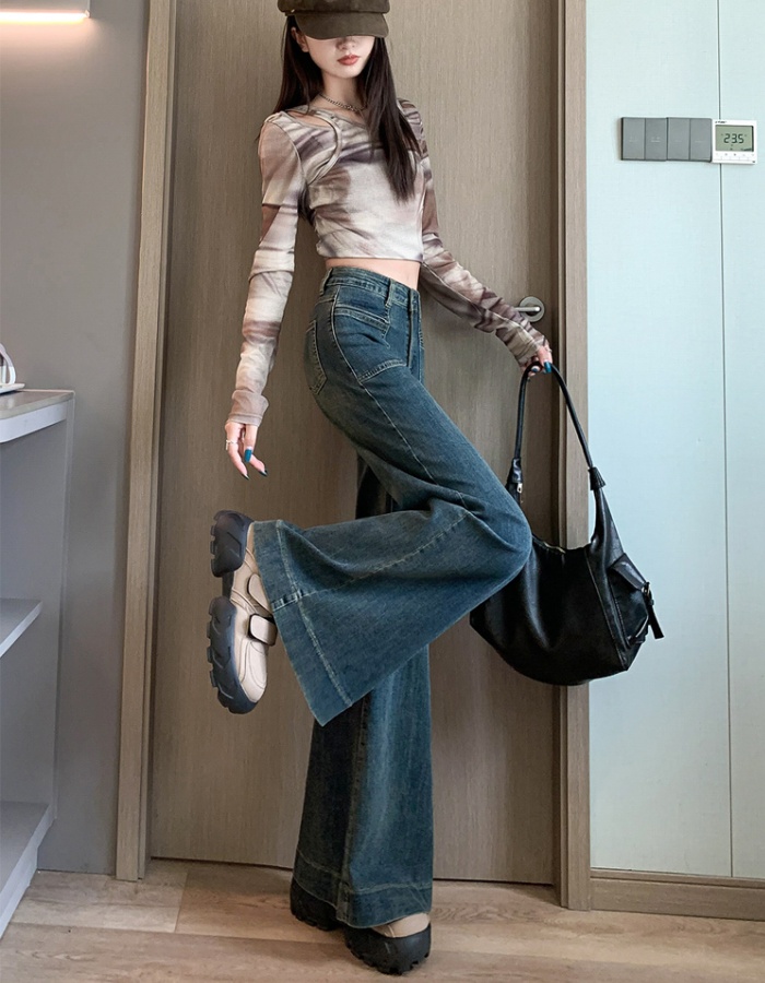 High waist wide leg trousers slim big long pants for women