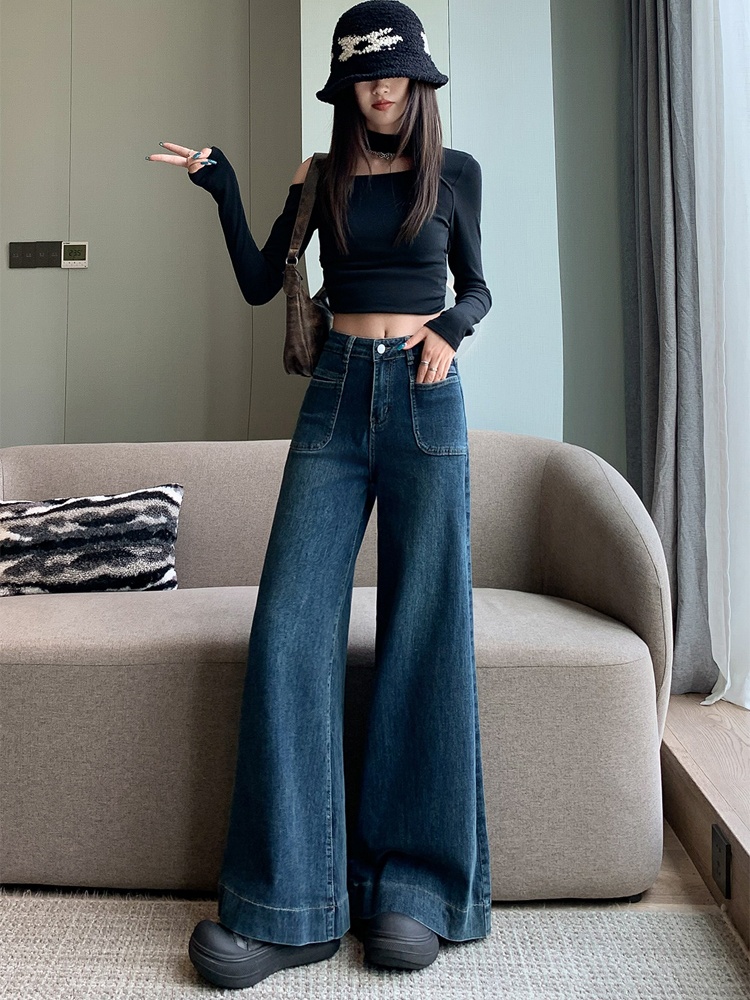 High waist wide leg trousers slim big long pants for women