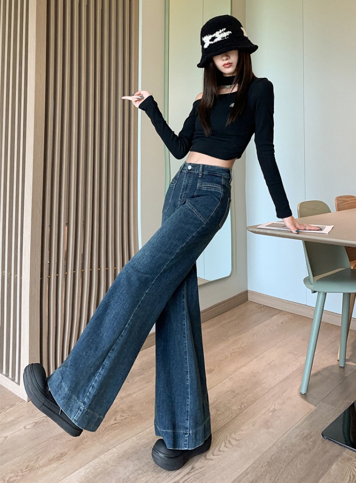 High waist wide leg trousers slim big long pants for women