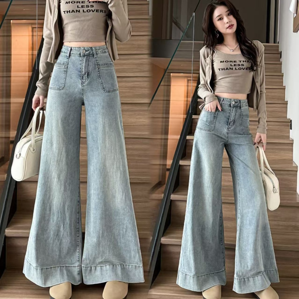 High waist wide leg trousers slim big long pants for women