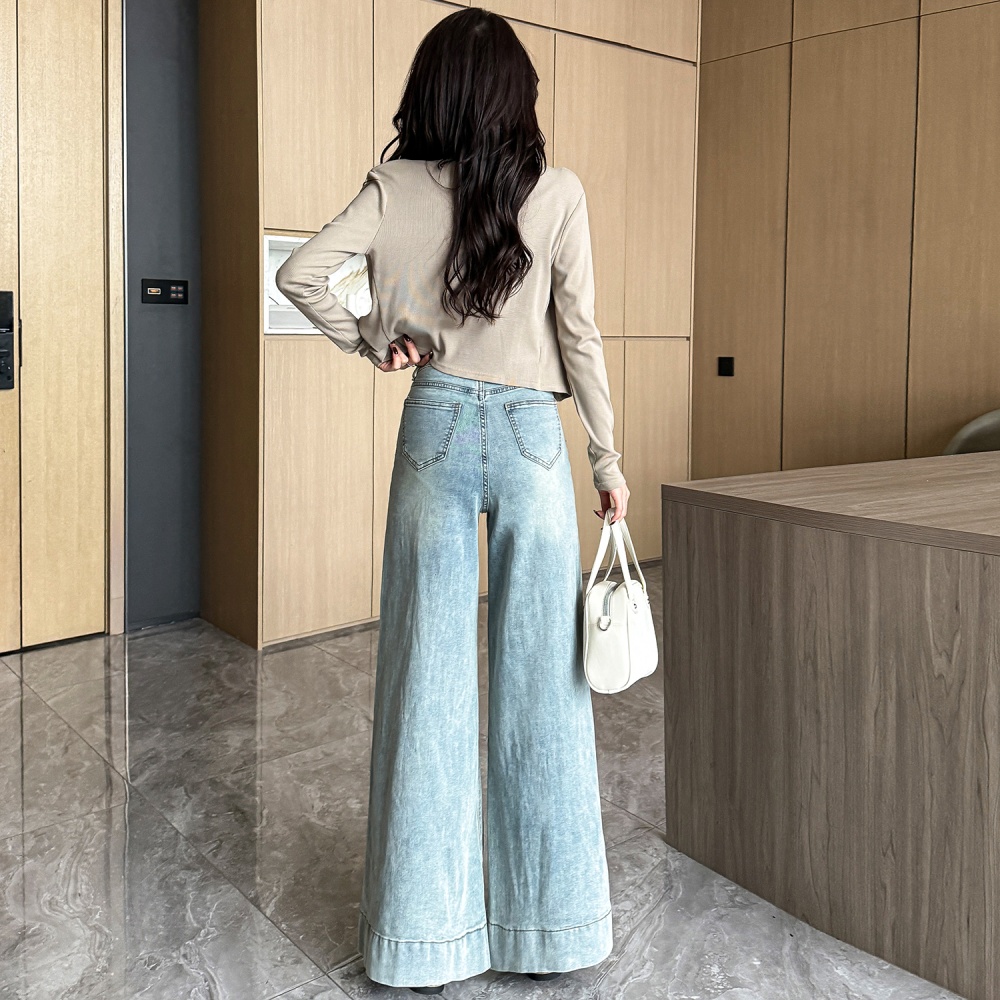 High waist wide leg trousers slim big long pants for women