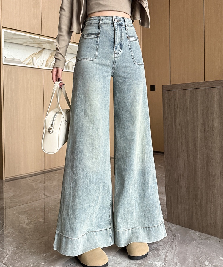 High waist wide leg trousers slim big long pants for women