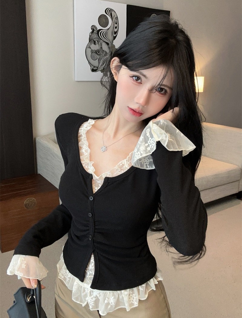 Lace bottoming shirt T-shirt 2pcs set for women