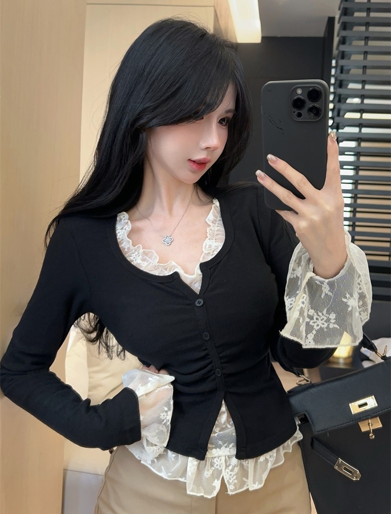 Lace bottoming shirt T-shirt 2pcs set for women