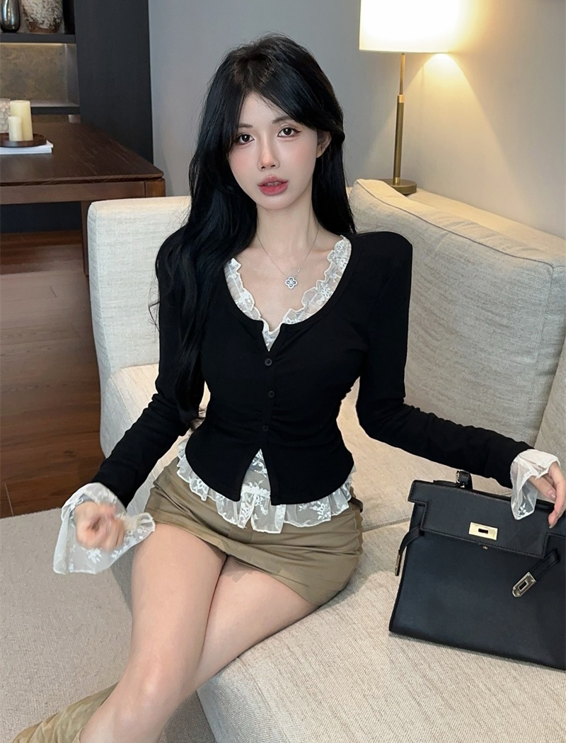 Lace bottoming shirt T-shirt 2pcs set for women