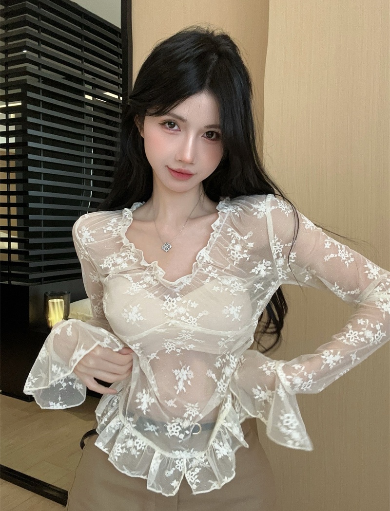 Lace bottoming shirt T-shirt 2pcs set for women