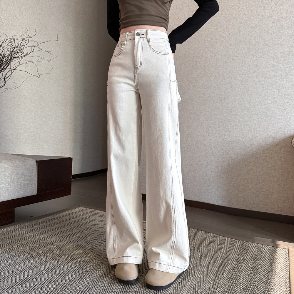 Mopping slim straight pants wide leg drape jeans