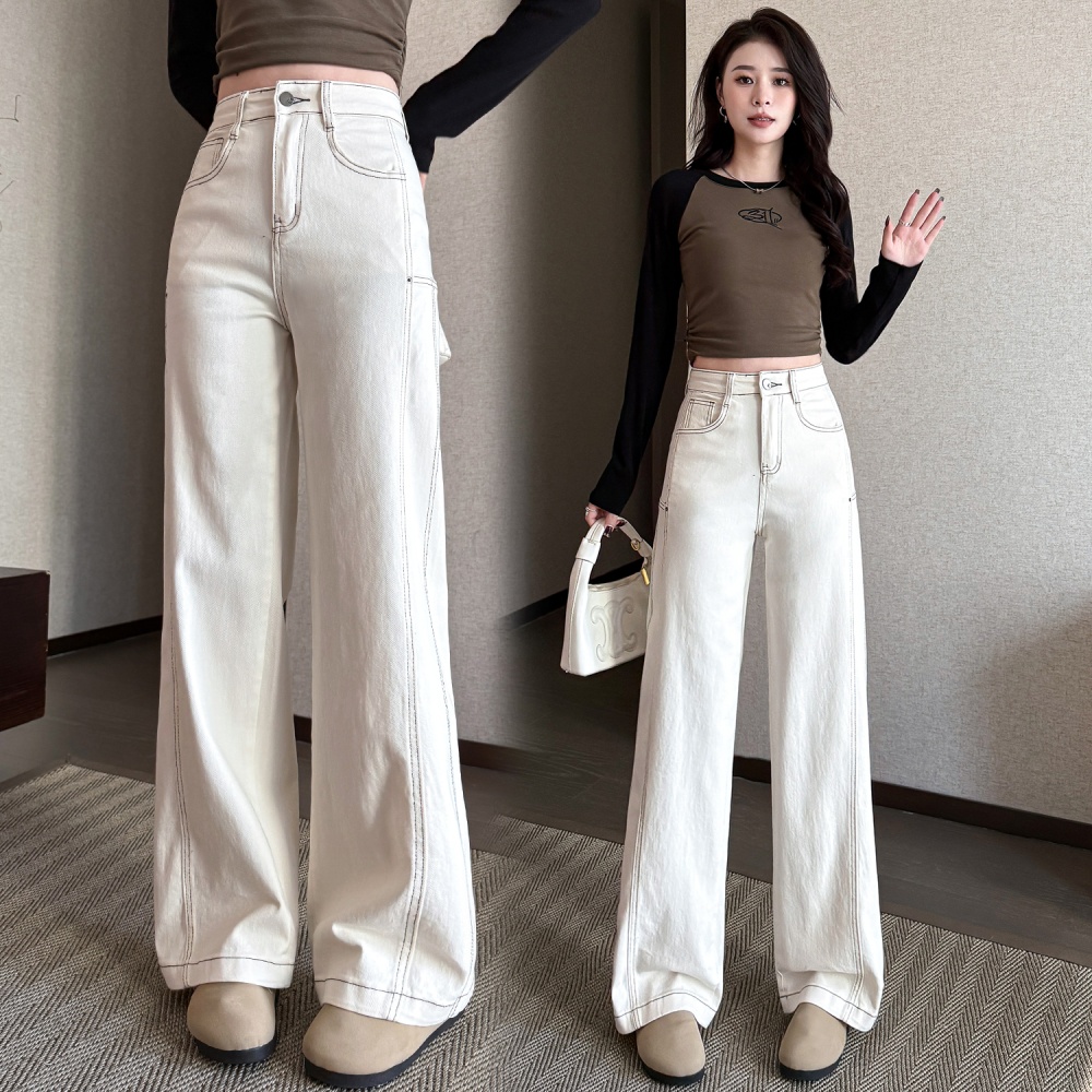 Mopping slim straight pants wide leg drape jeans