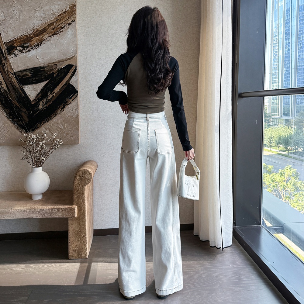 Mopping slim straight pants wide leg drape jeans