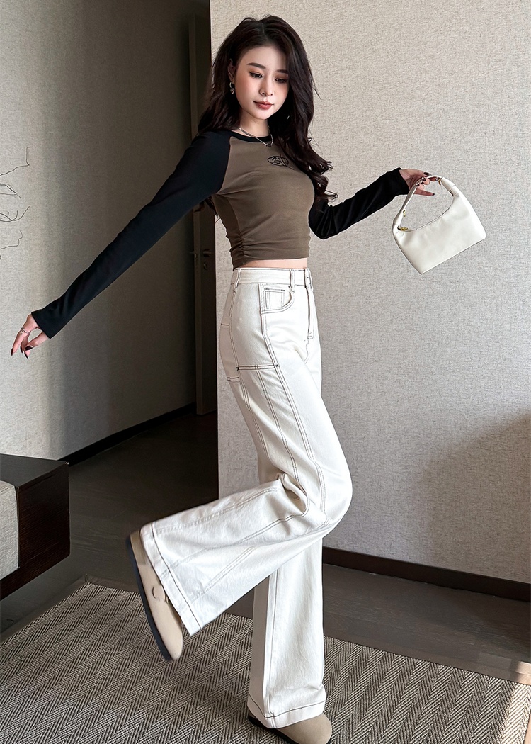 Mopping slim straight pants wide leg drape jeans