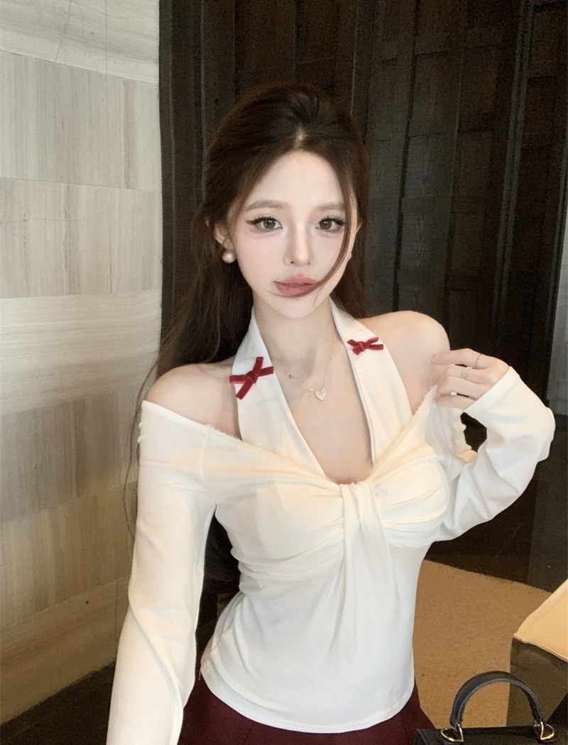 Slim enticement tops halter T-shirt for women