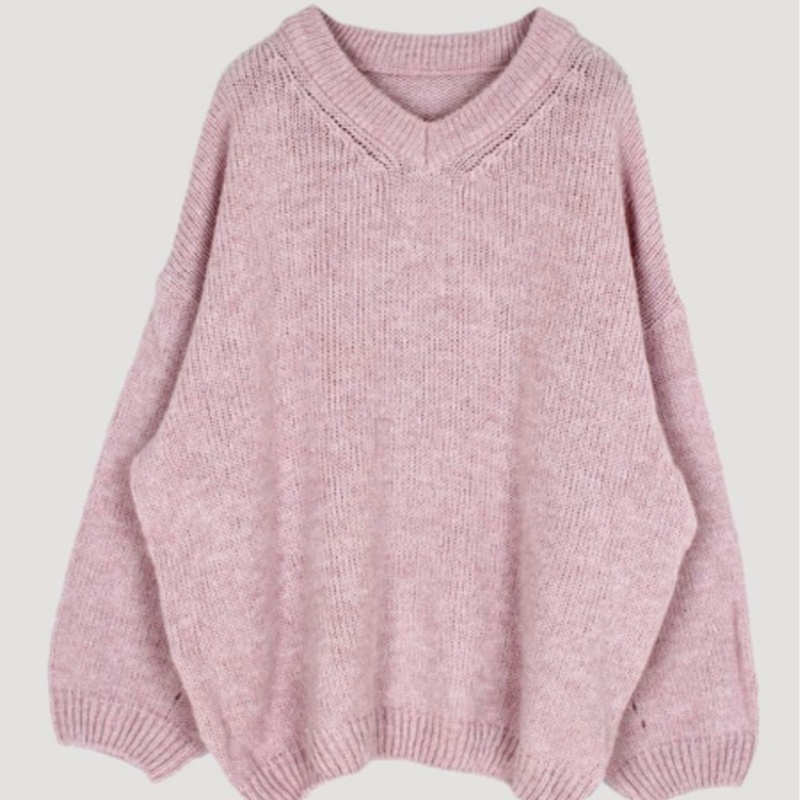 Korean style V-neck autumn and winter loose sweater for women