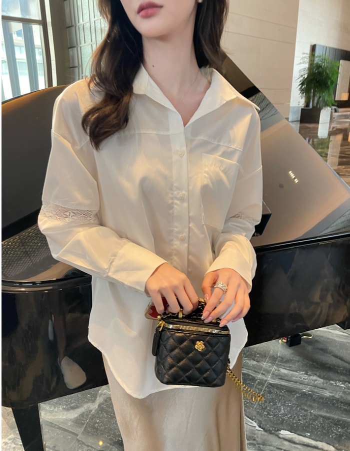 Spring France style lace shirt loose sunscreen tops