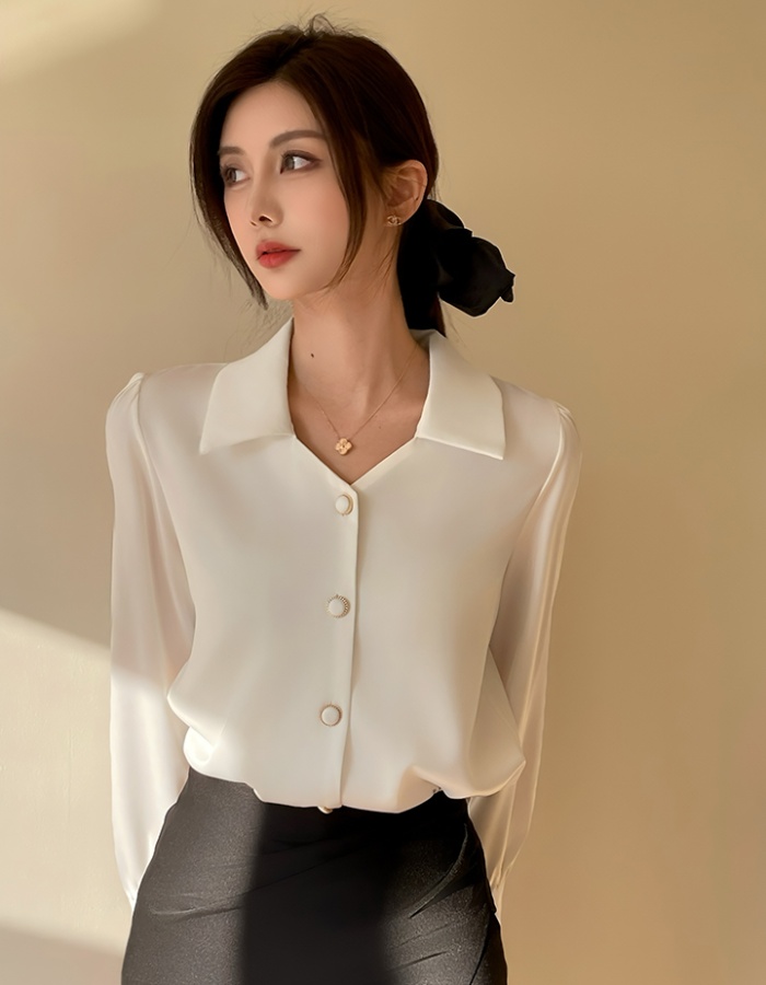 Satin unique tops temperament France style shirt