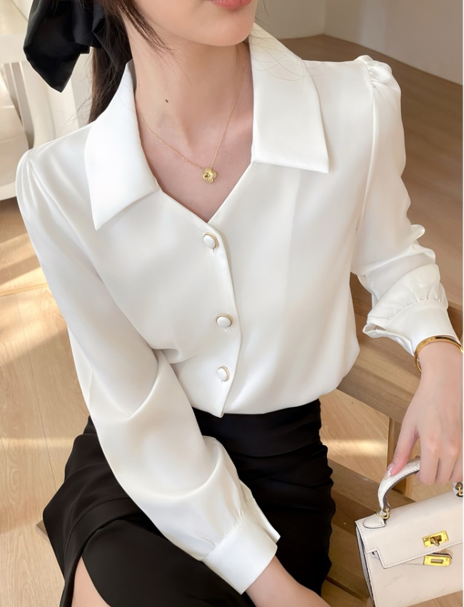 Satin unique tops temperament France style shirt