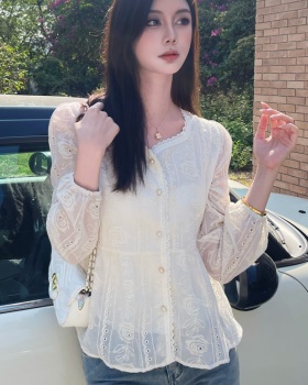 Temperament commuting chiffon shirt niche lace small shirt